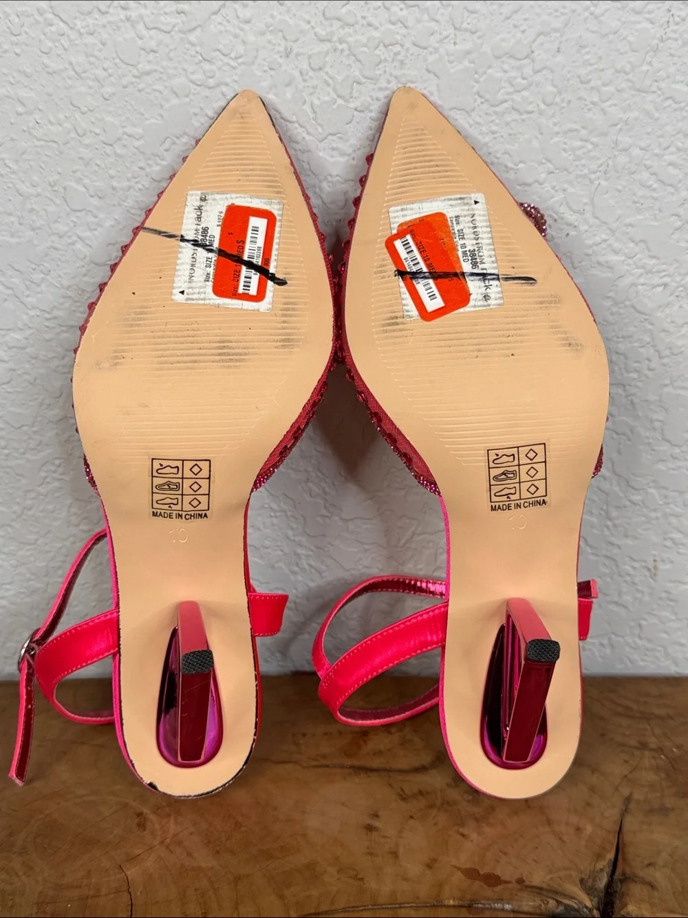 NINETY UNION GLORIA FUCHSIA RHINESTONE MESH TRIANGLE HEEL PONTED TOE PUMPS NWT